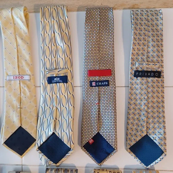 Elegant Yellow and Brown Tie Set - Picture 6 of 9